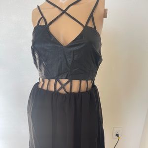 Brand new sugarlips leather and chiffon dress